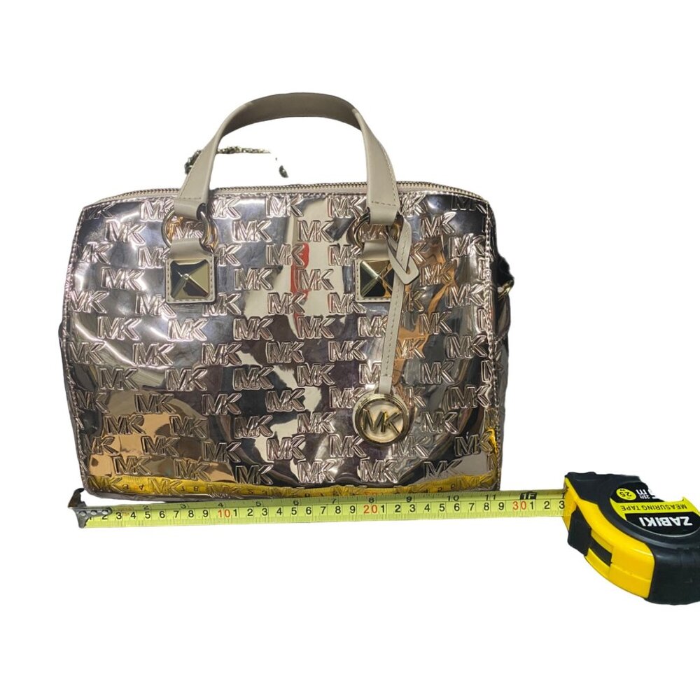 Michael Michael Kors Grayson Logo Embossed Medium Satchel Bag ROSE Gold NWD - Picture 3 of 5